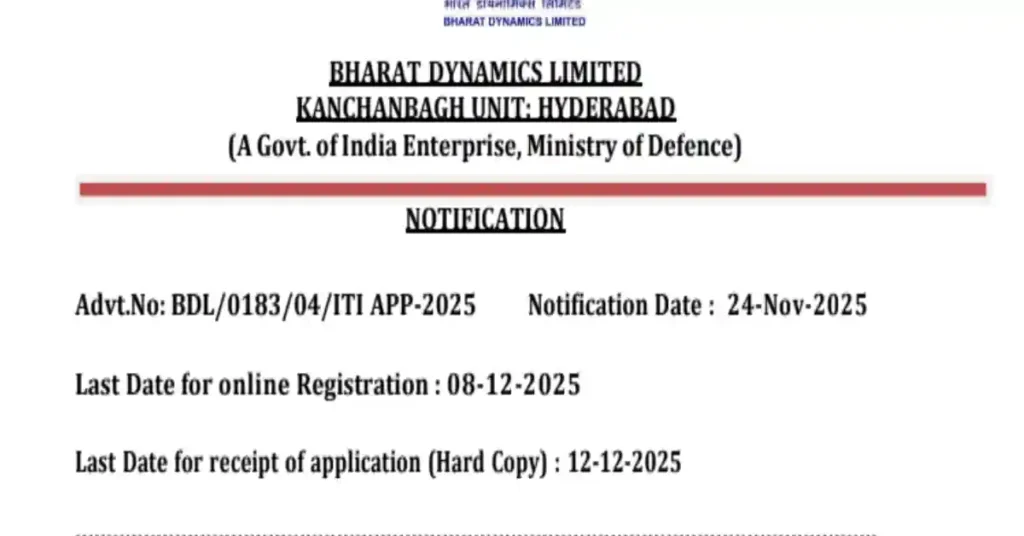 BDL Recruitment 2025