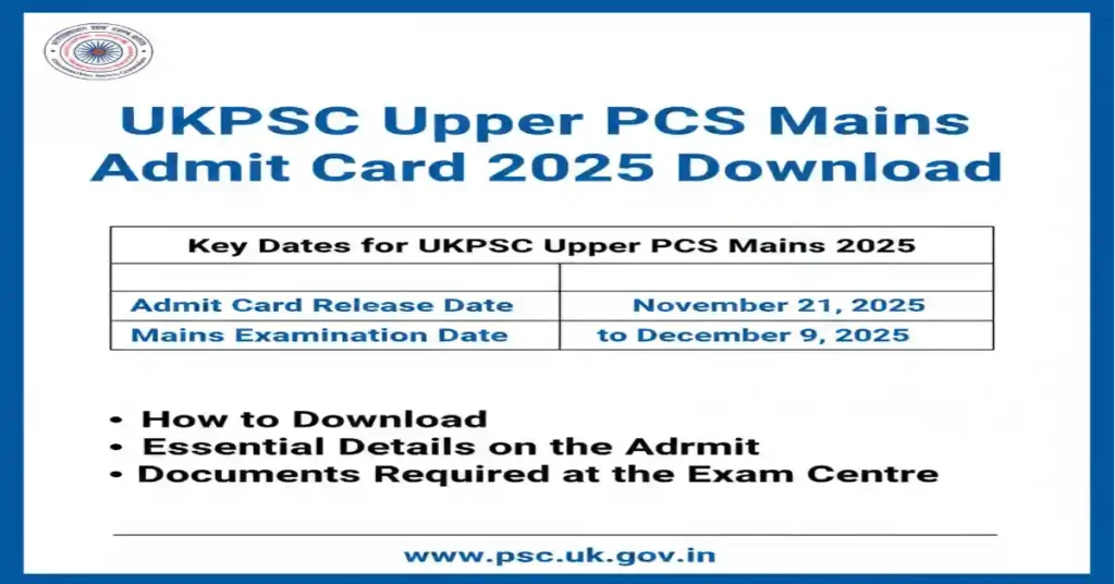 UKPSC Upper PCS Admit Card 2025 Download
