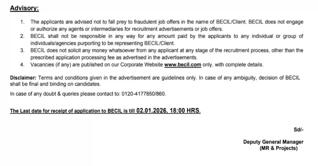 BECI Recruitment 2026