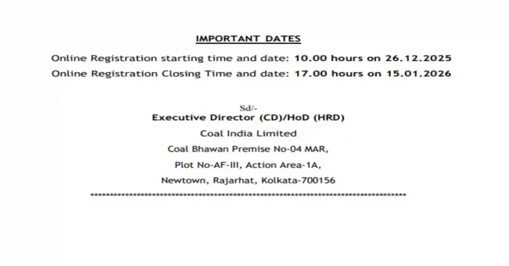 Coal India Management Trainee Notification pdf

