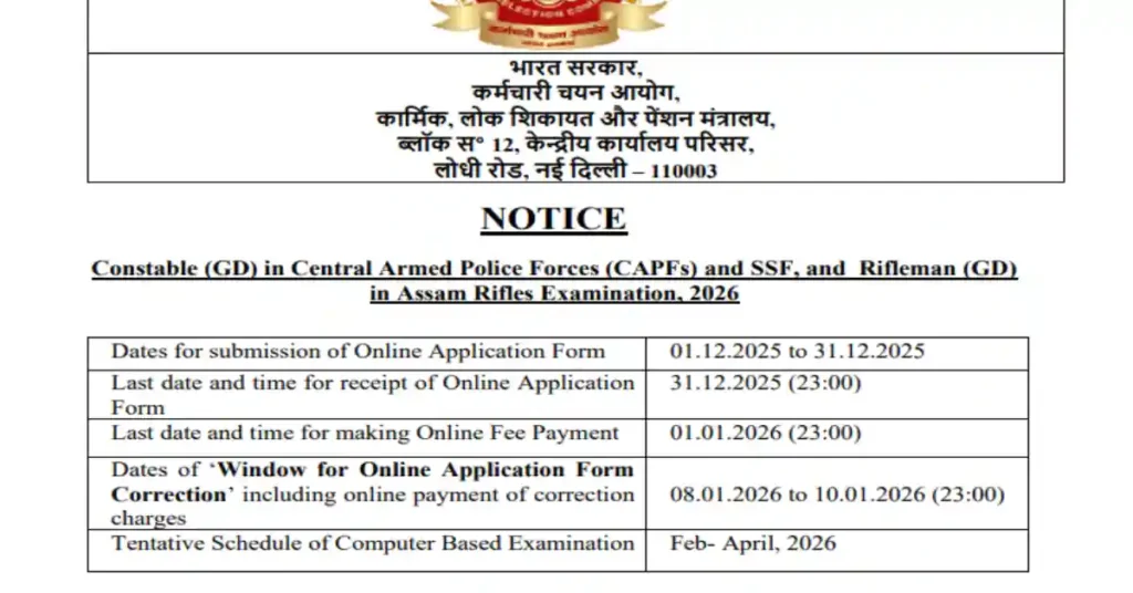 SSC GD Constable Recruitment 2025 
