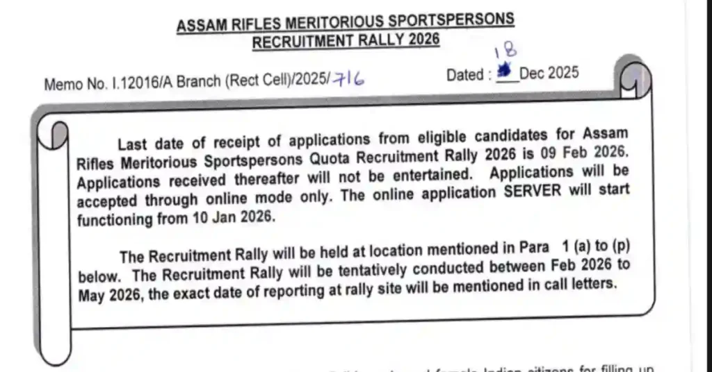 Assam Rifles Recruitment 2026