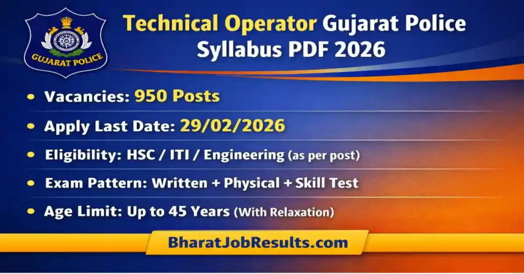 technical operator Gujarat police syllabus 
